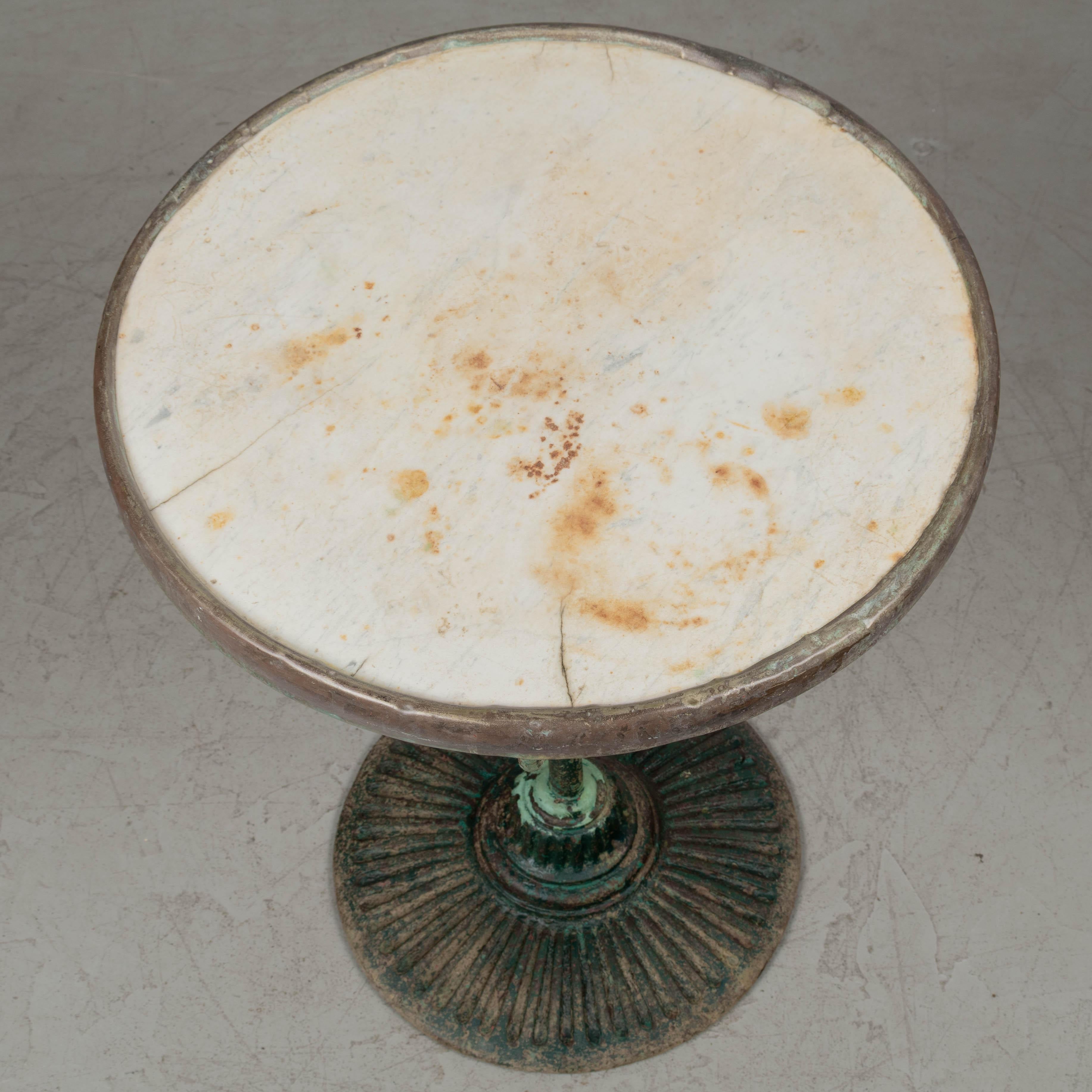 19th Century French Cast Iron Marble Top Bistro Table For Sale 3