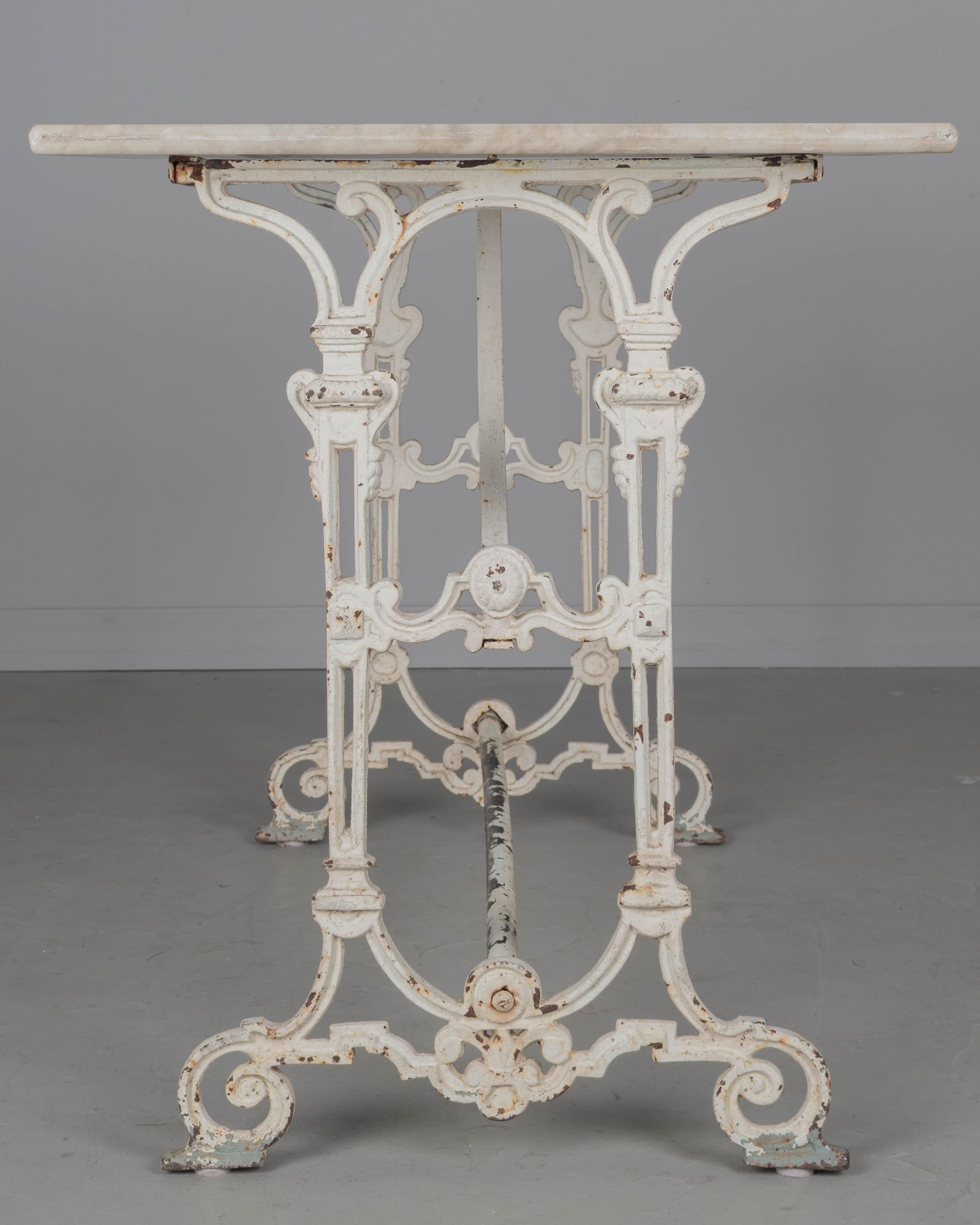 19th Century French Cast Iron Marble Top Bistro Table For Sale 4