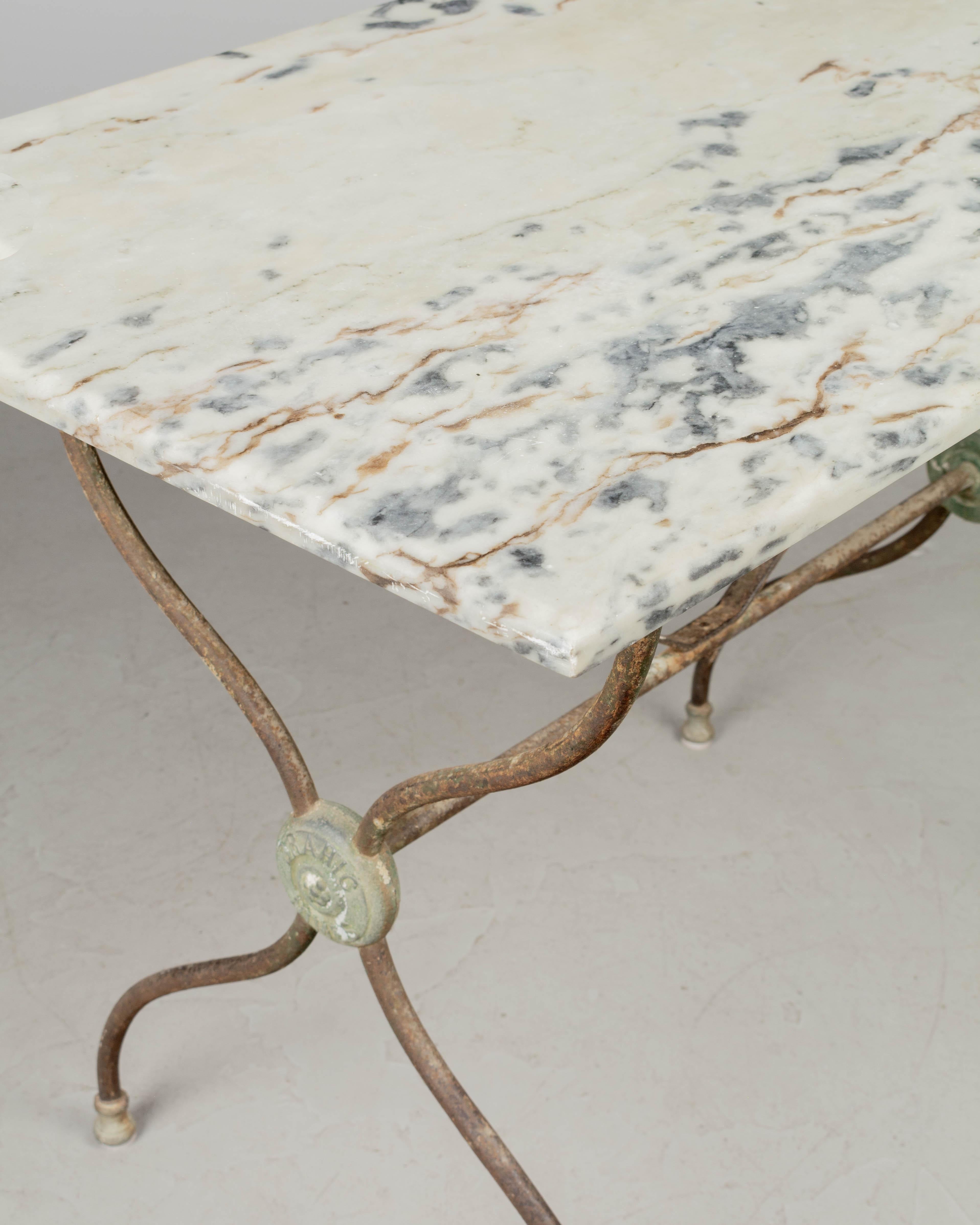 19th Century French Cast Iron Marble Top Bistro Table For Sale 5