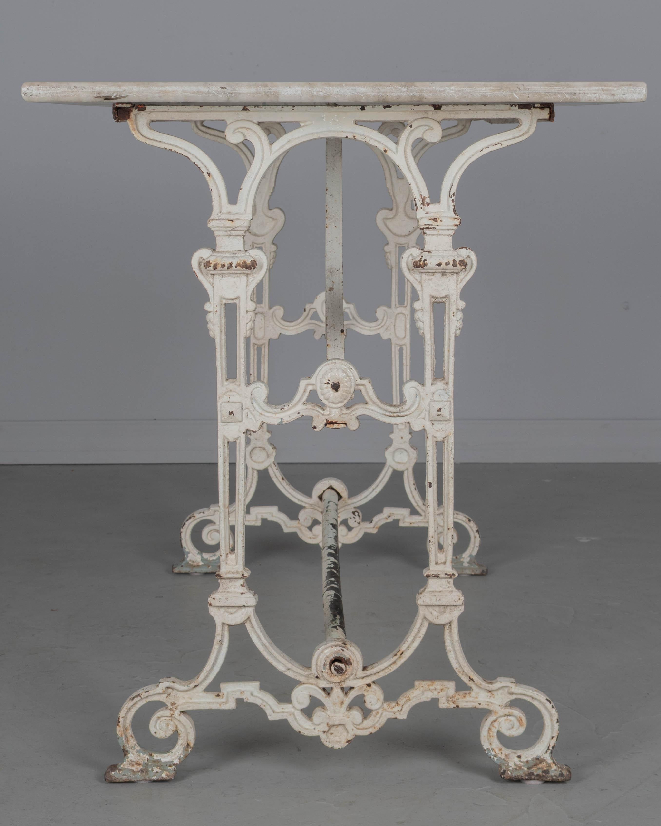 19th Century French Cast Iron Marble Top Bistro Table For Sale 5