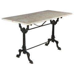 19th Century French Cast Iron Marble-Top Bistro Table