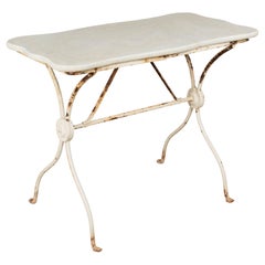 19th Century French Cast Iron Marble-Top Bistro Table