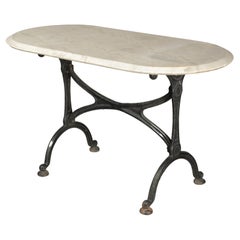 19th Century French Cast Iron Marble-Top Bistro Table