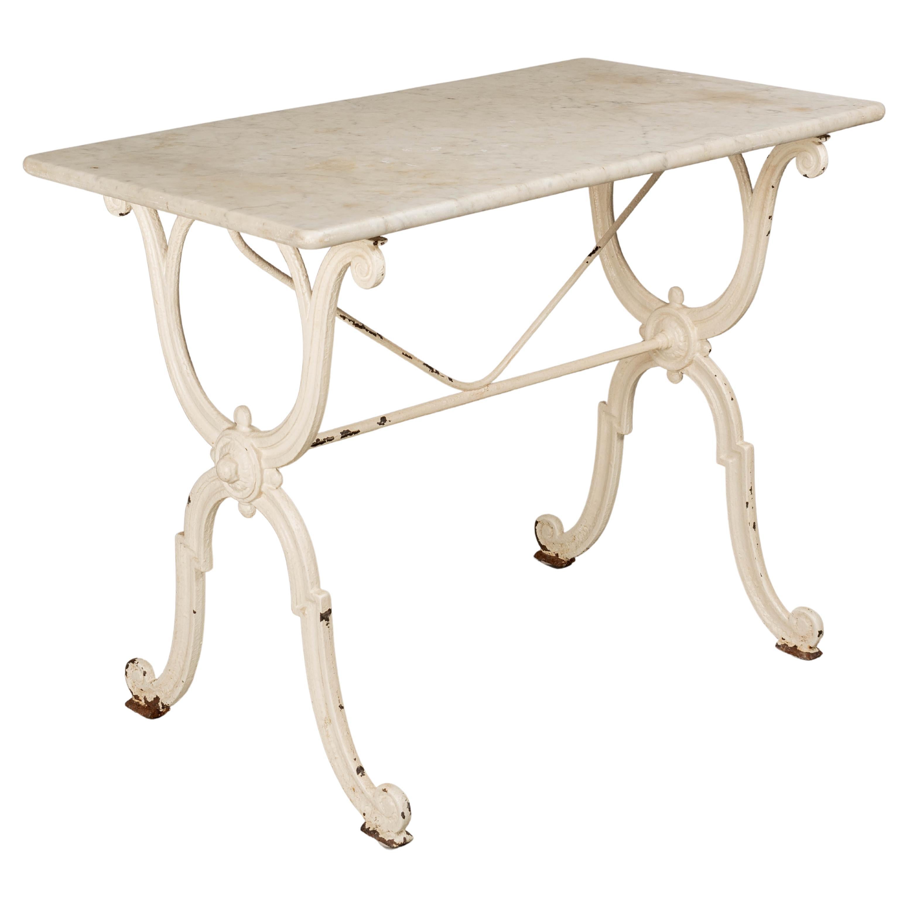 French Antique Cast Iron and Marble Bistro Table at 1stDibs