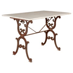 19th Century French Cast Iron Marble Top Bistro Table