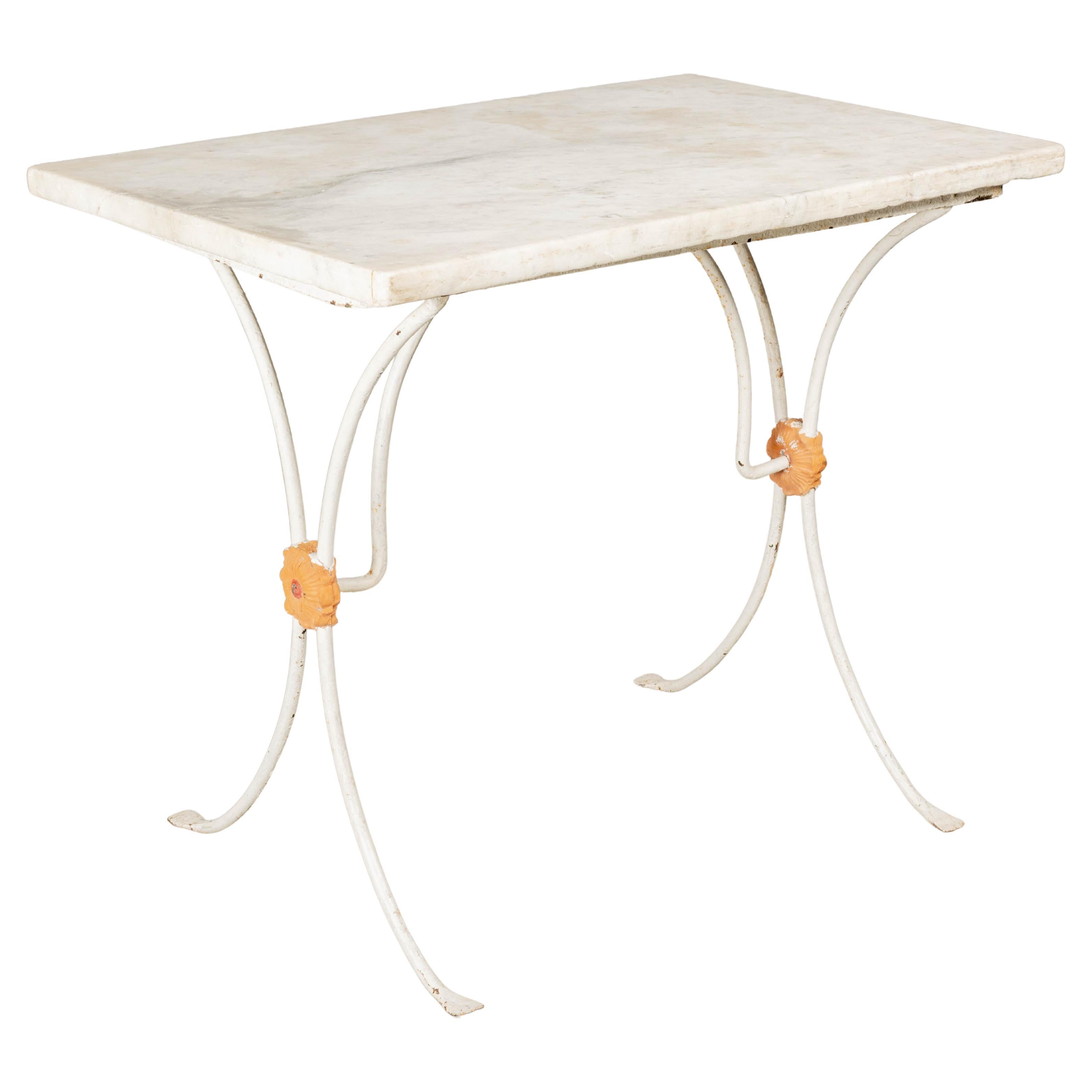 19th Century, French, Cast Iron Marble-Top Bistro Table For Sale