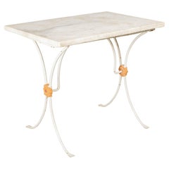 19th Century, French, Cast Iron Marble-Top Bistro Table