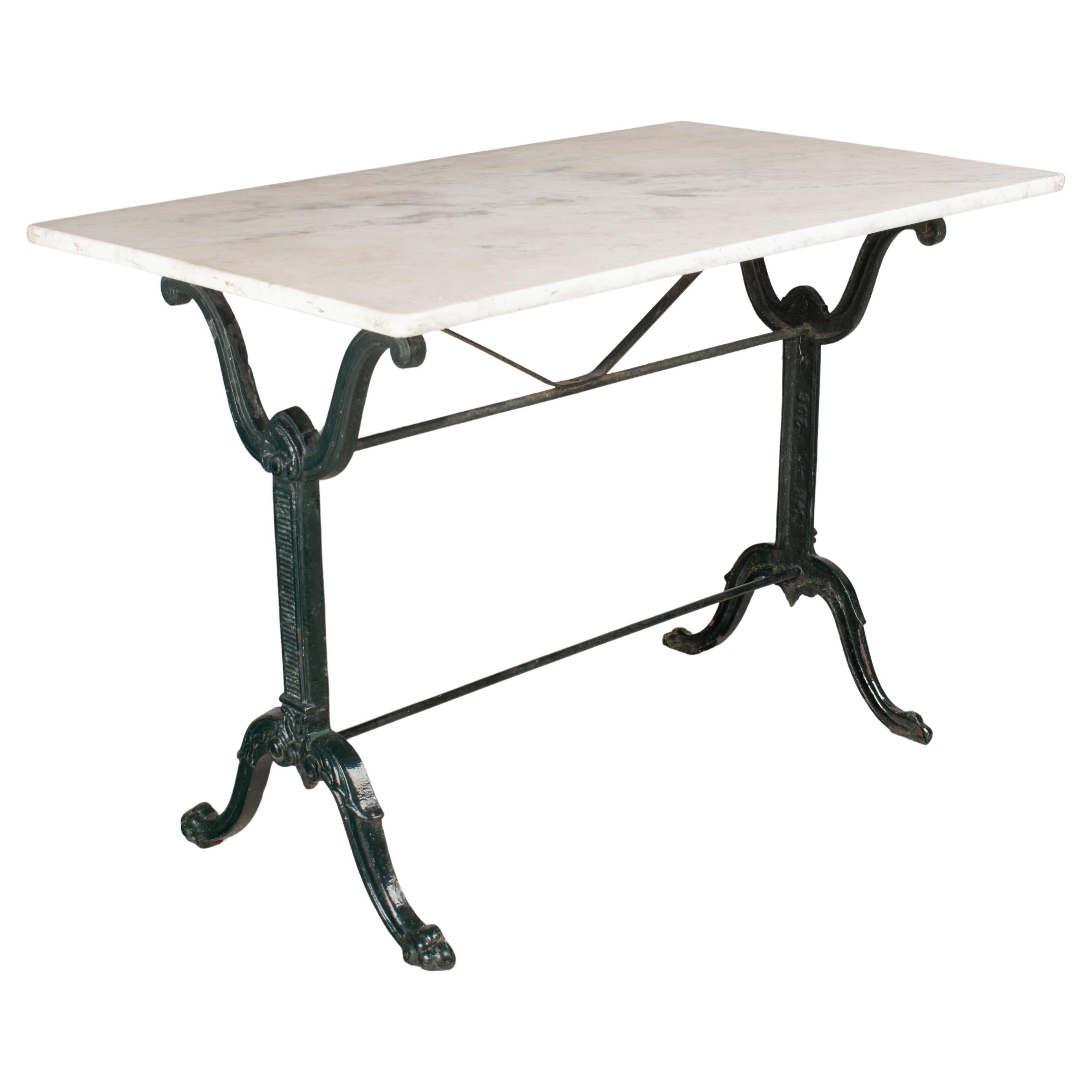Late 19th.C. Mediterranean Marble Top Wrought Iron Dining Table. For
