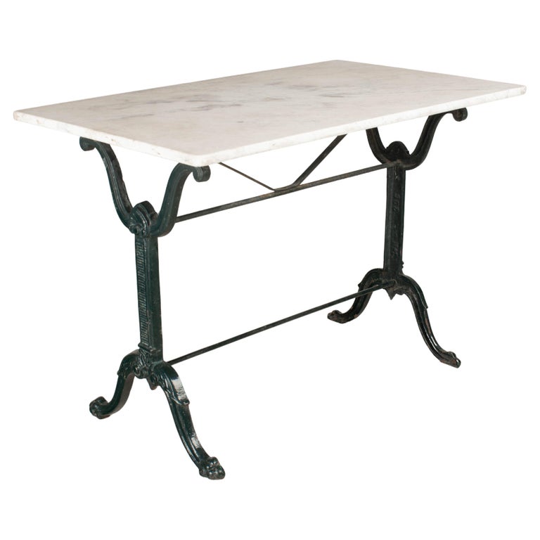 19th Century French Cast Iron Marble Top Bistro Table For Sale at 1stDibs