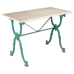 19th Century French Cast Iron Marble Top Bistro Table