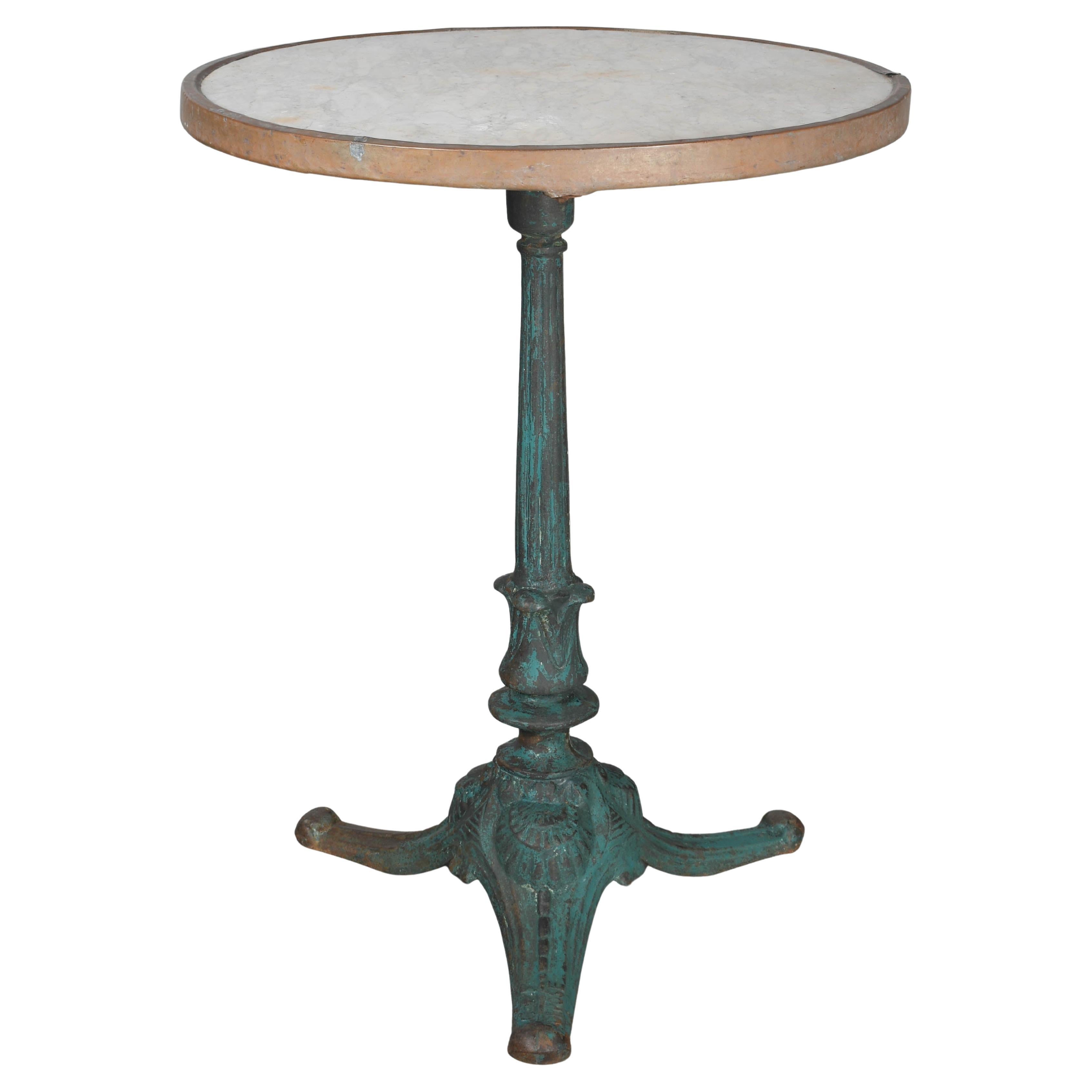 19th Century French Cast Iron Marble Top Bistro Table