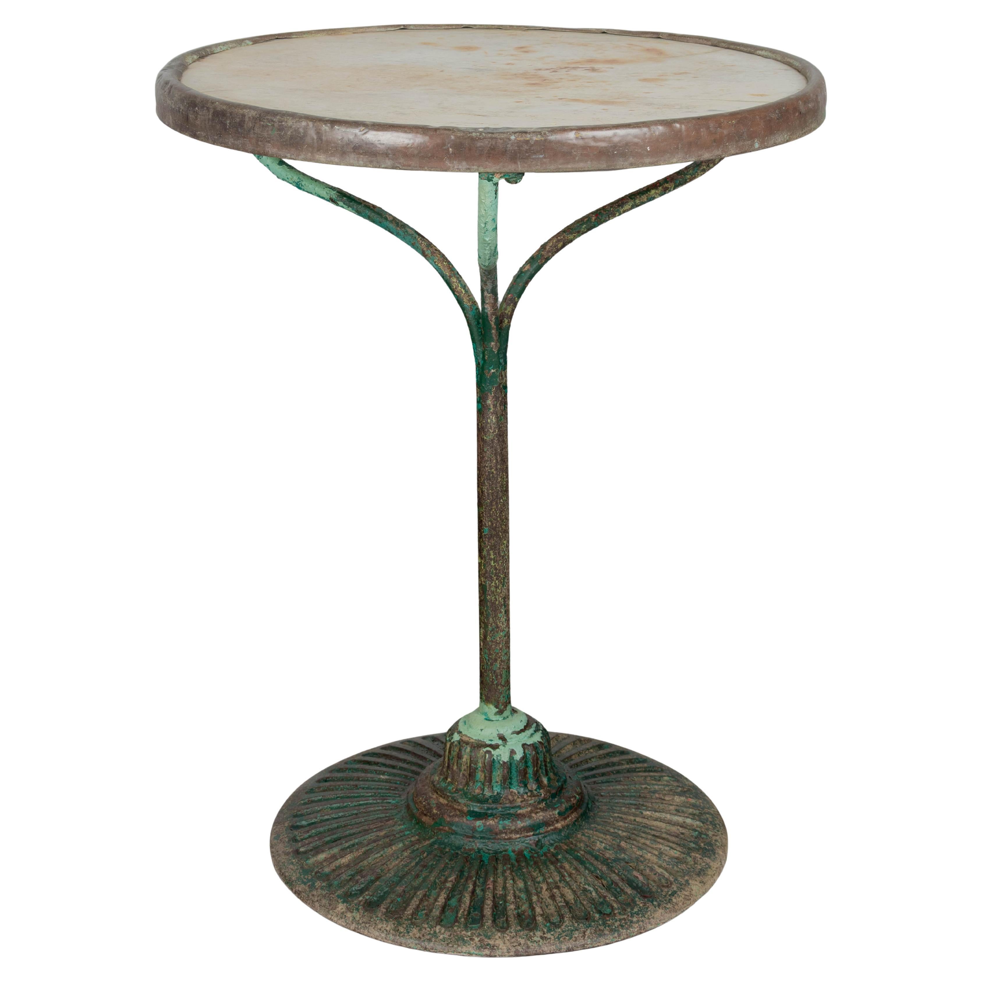 19th Century French Cast Iron Marble Top Bistro Table For Sale