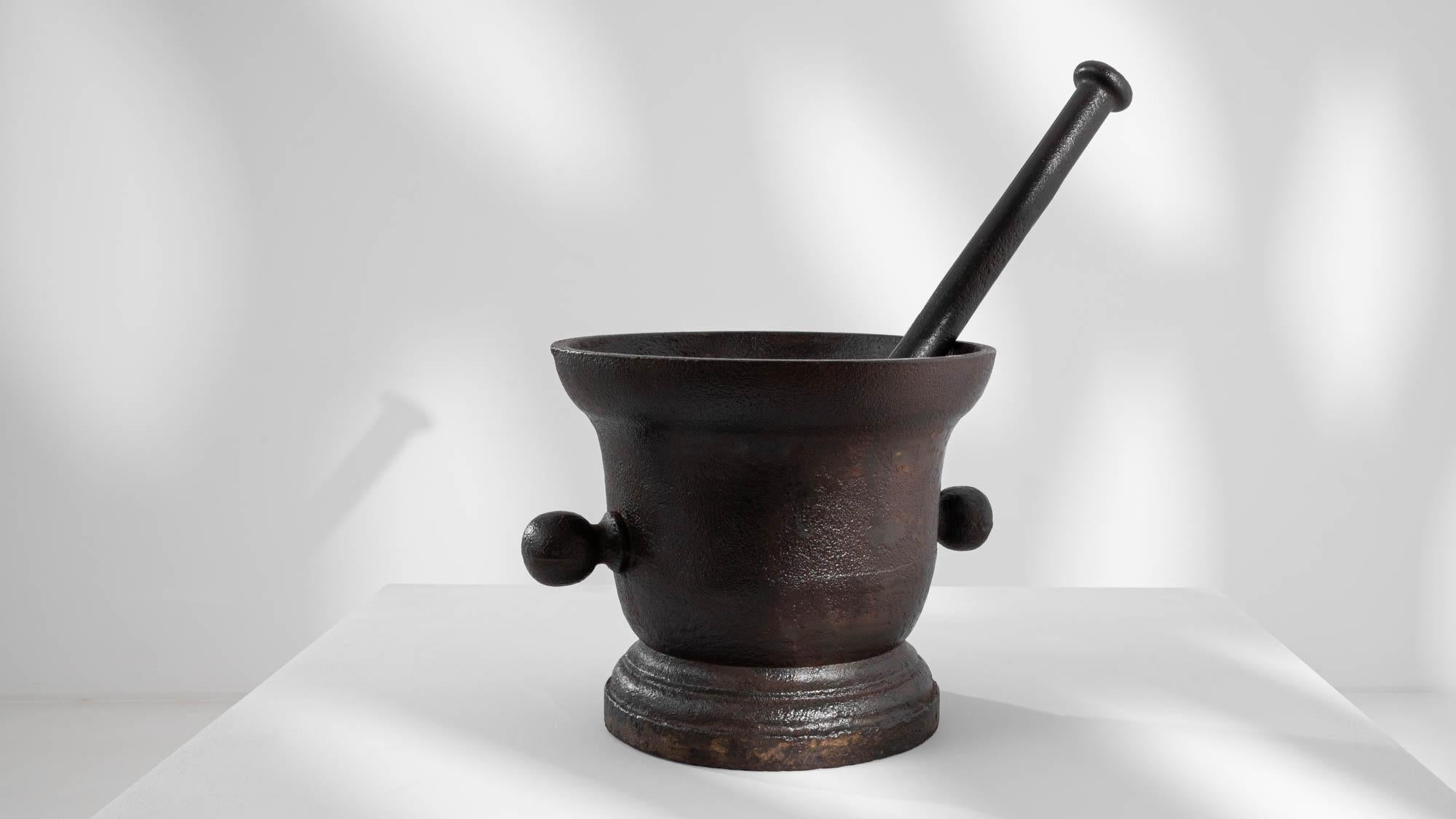 19th Century French Cast Iron Mortar with Pestle For Sale 3