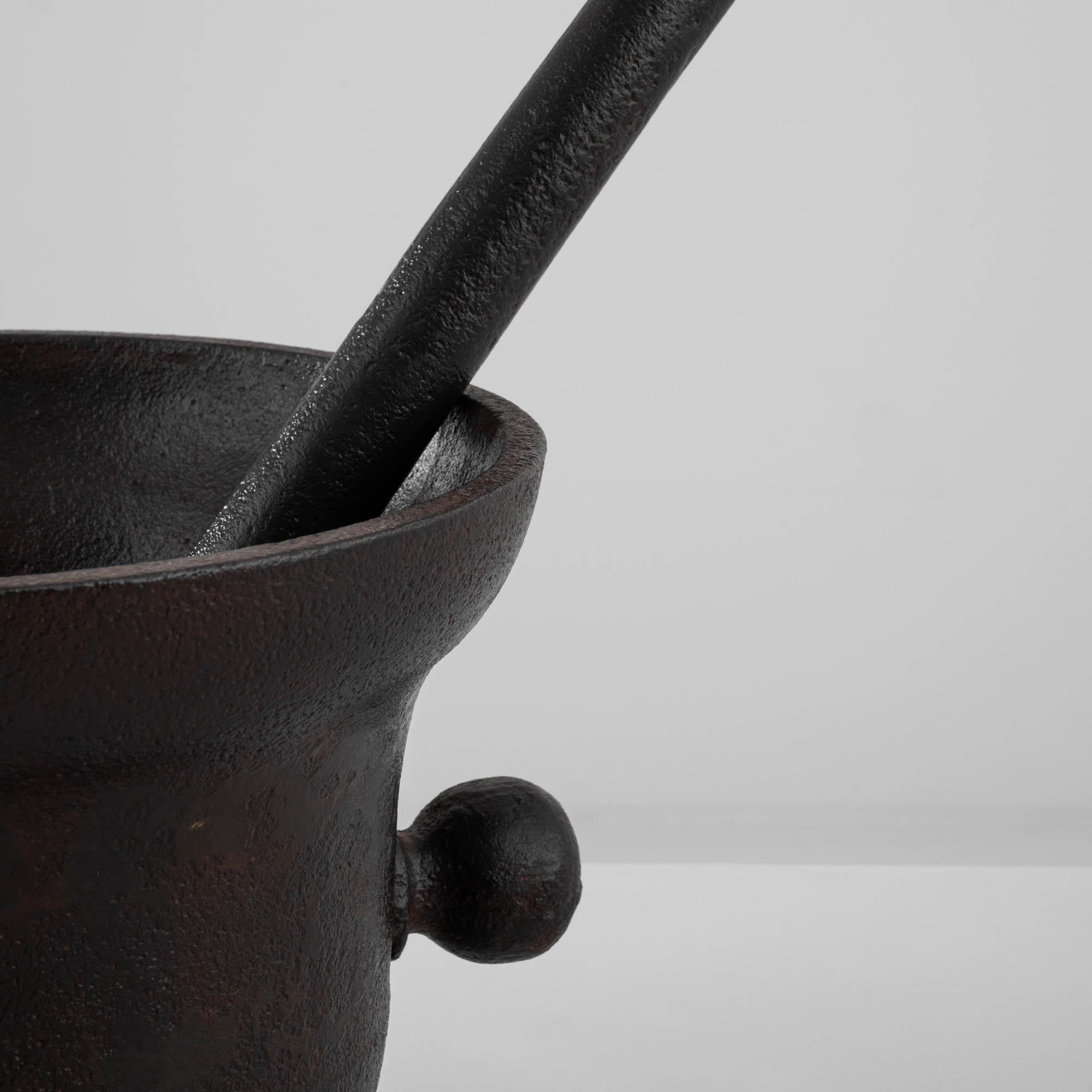 19th Century French Cast Iron Mortar with Pestle For Sale 4