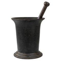 19th Century French Cast Iron Mortar With Pestle