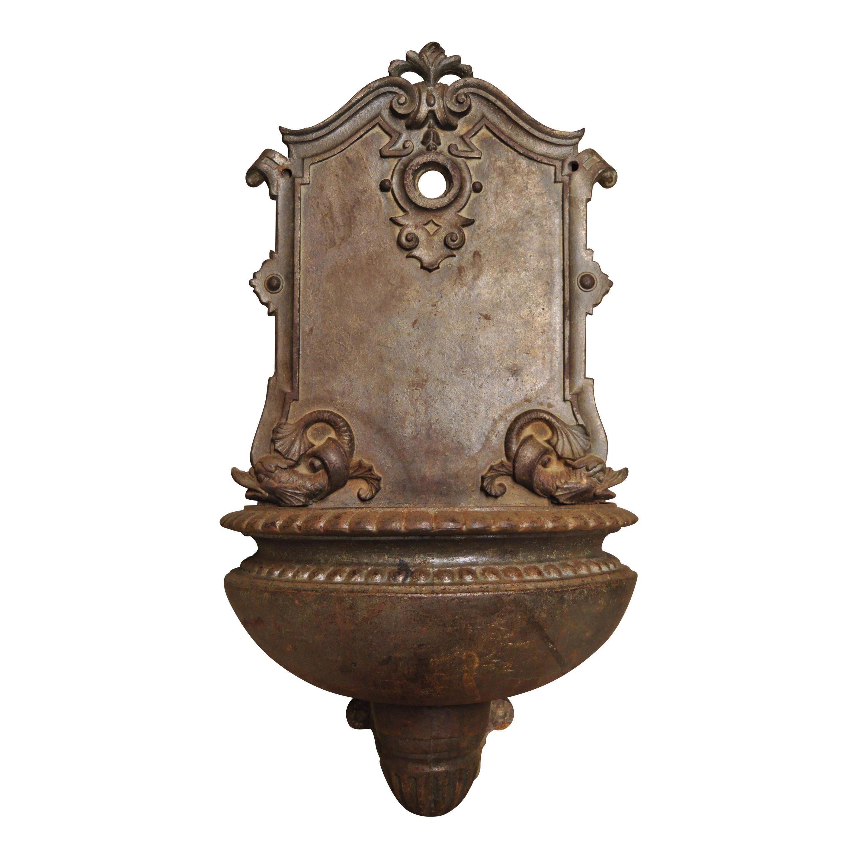 19th Century French Cast Iron Neoclassical Dolphin Garden Wall Fountain  Basin at 1stDibs | wall fountains