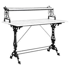 Table de présentation de pâtisserie en fonte française du 19e siècle avec plateaux en marbre de Carrare