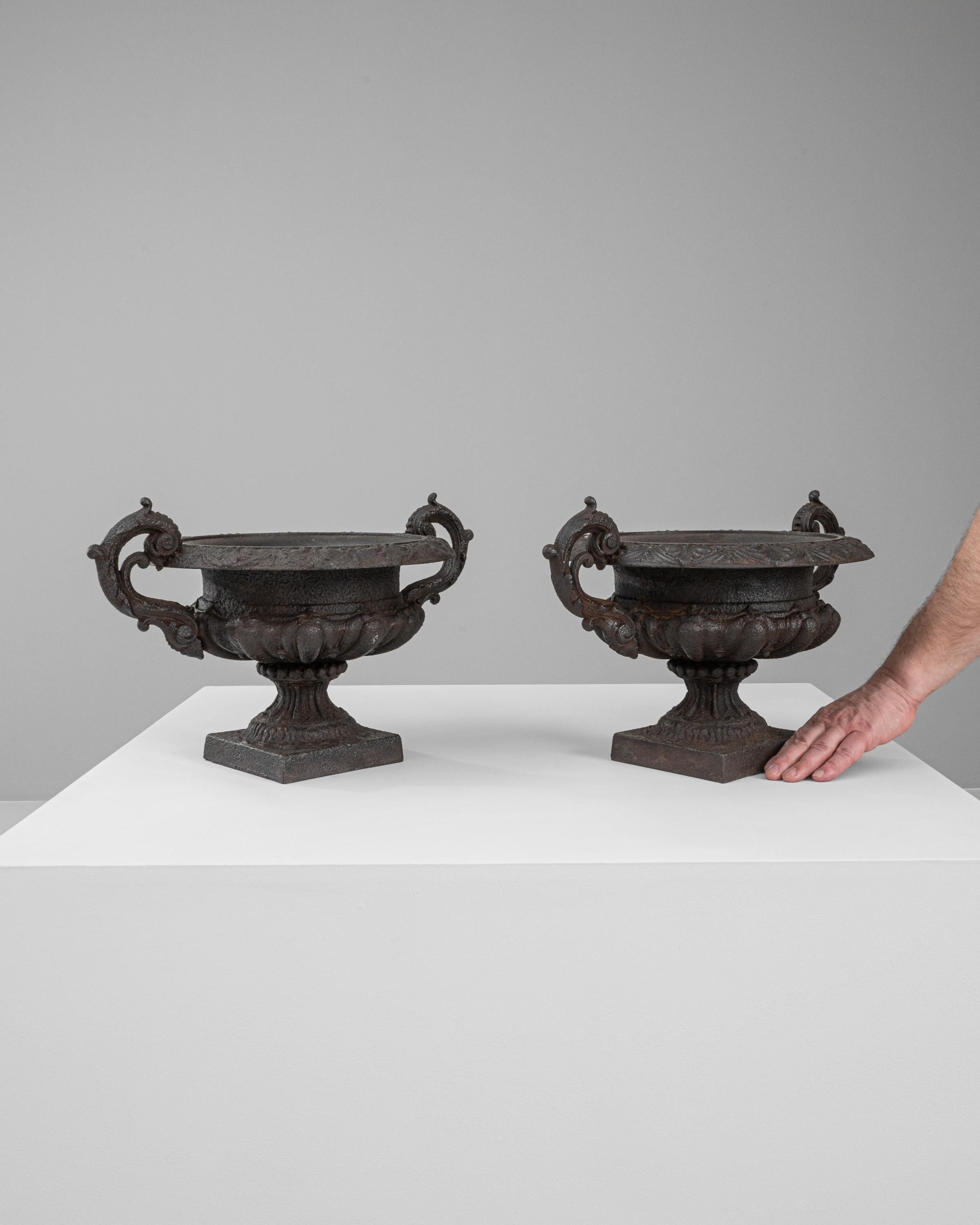 19th Century French Cast Iron Planters, a Pair For Sale 1