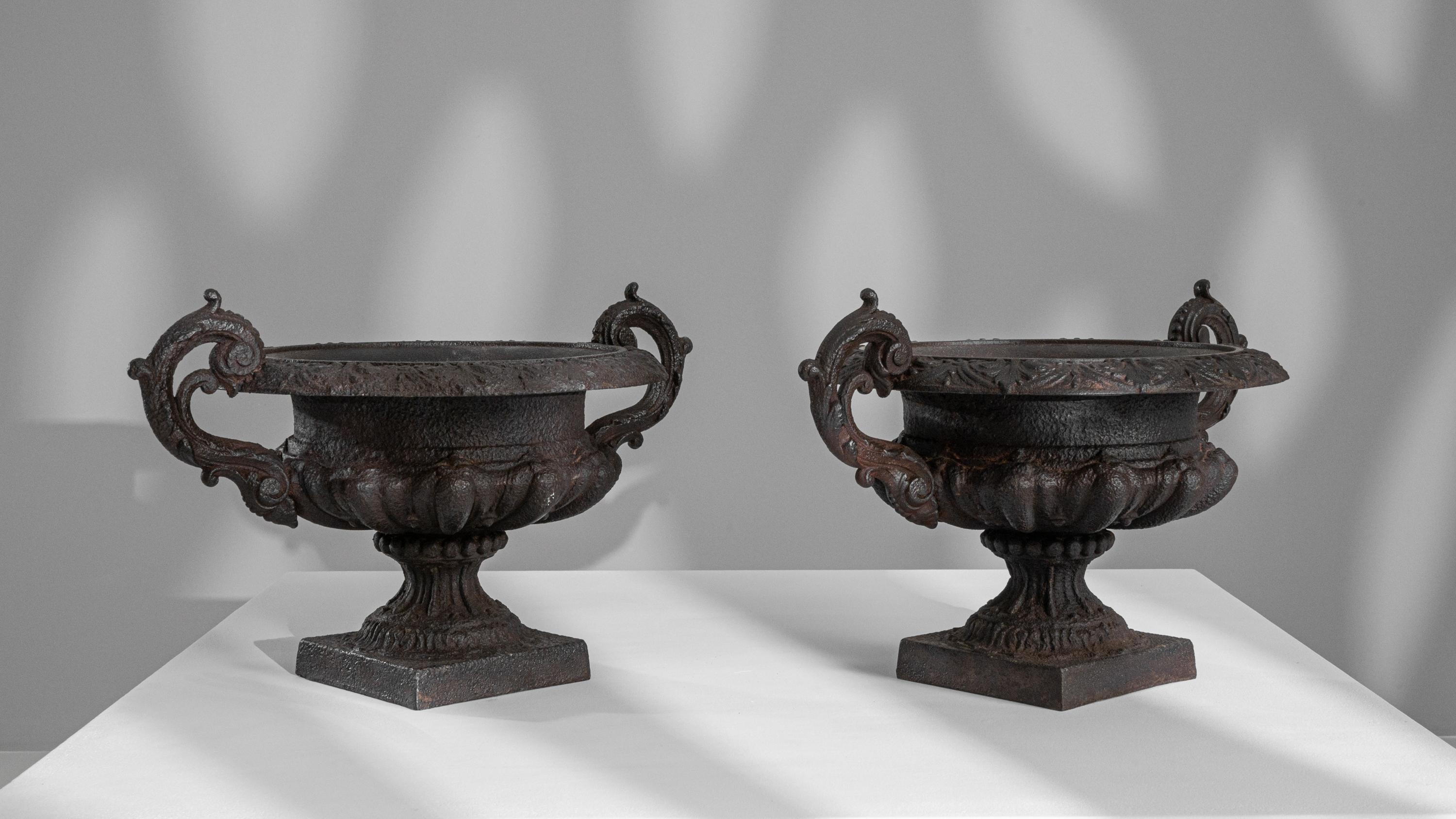 19th Century French Cast Iron Planters, a Pair For Sale 3
