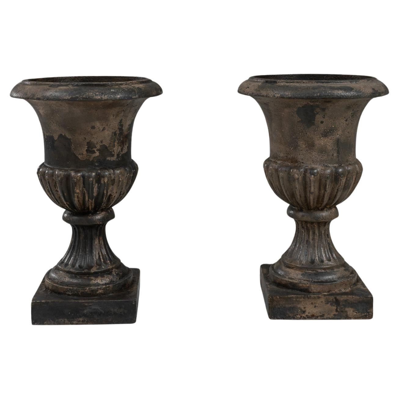19th Century French Cast Iron Planters, a Pair