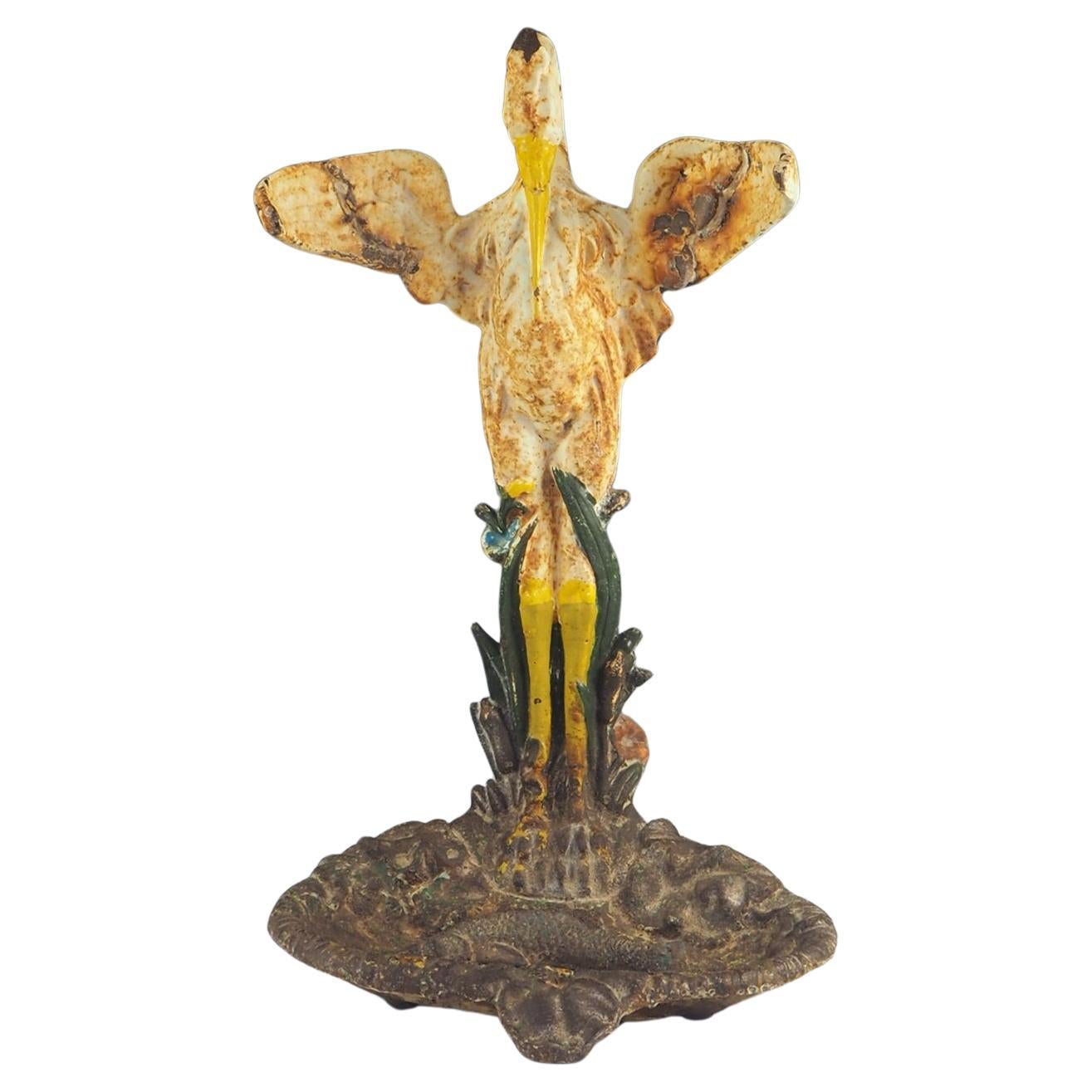 19th Century French Cast Iron Stork Umbrella Stand