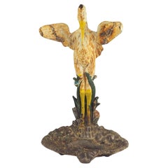 19th Century French Cast Iron Stork Umbrella Stand