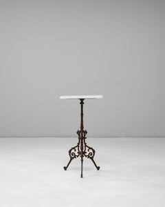 19th Century French Cast Iron Table With Marble Top