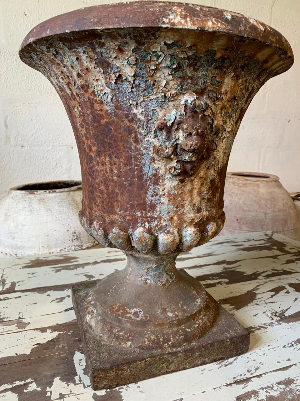 Molded 19th Century French Cast Iron Urn For Sale