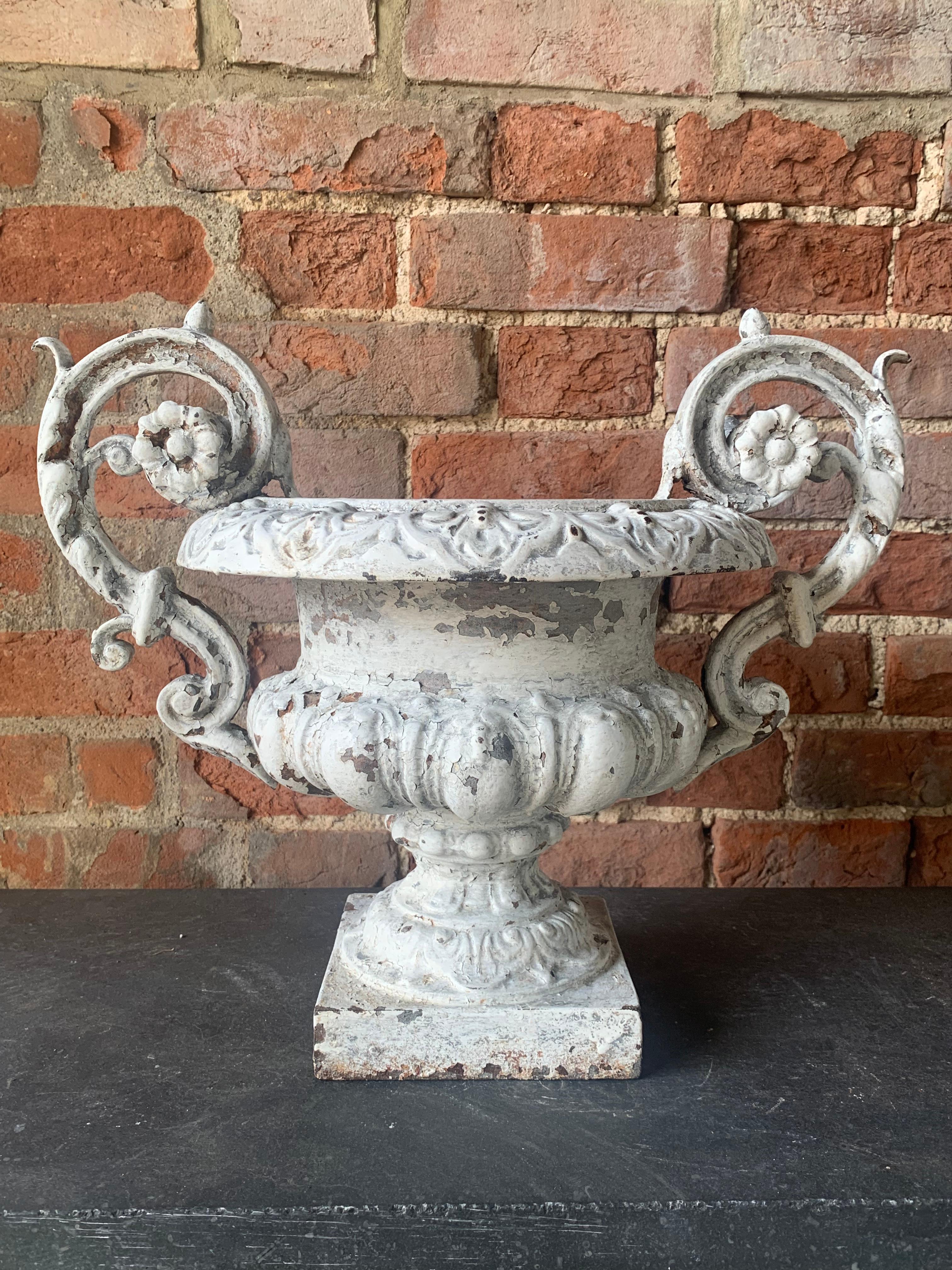 Hand-Crafted 19th Century French Cast Iron Urn For Sale