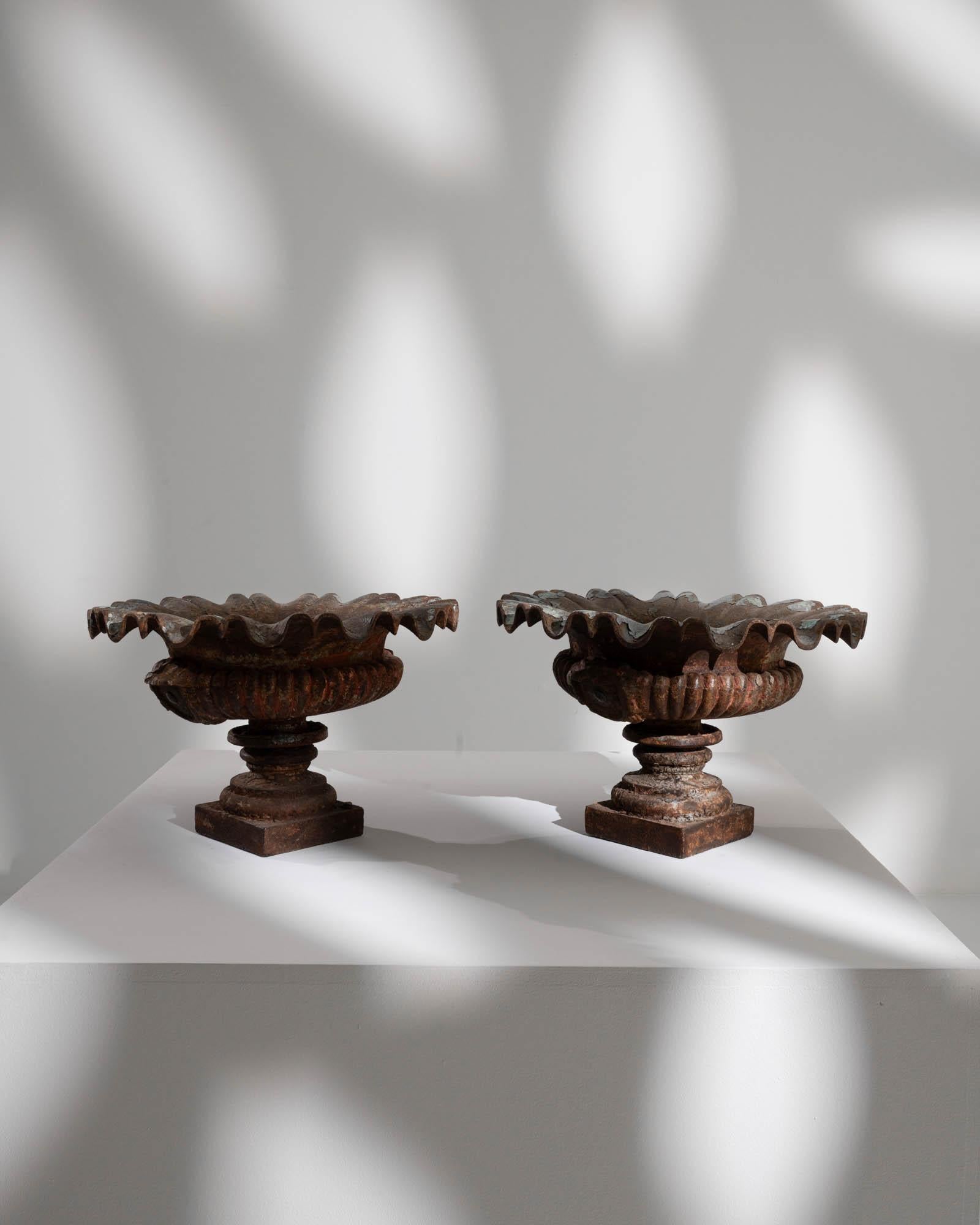 19th Century French Cast Iron Urns, A Pair For Sale 2