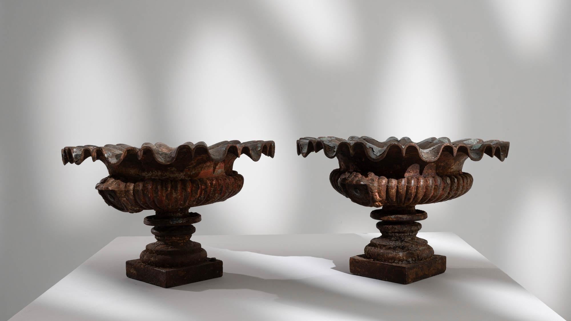 19th Century French Cast Iron Urns, A Pair 3