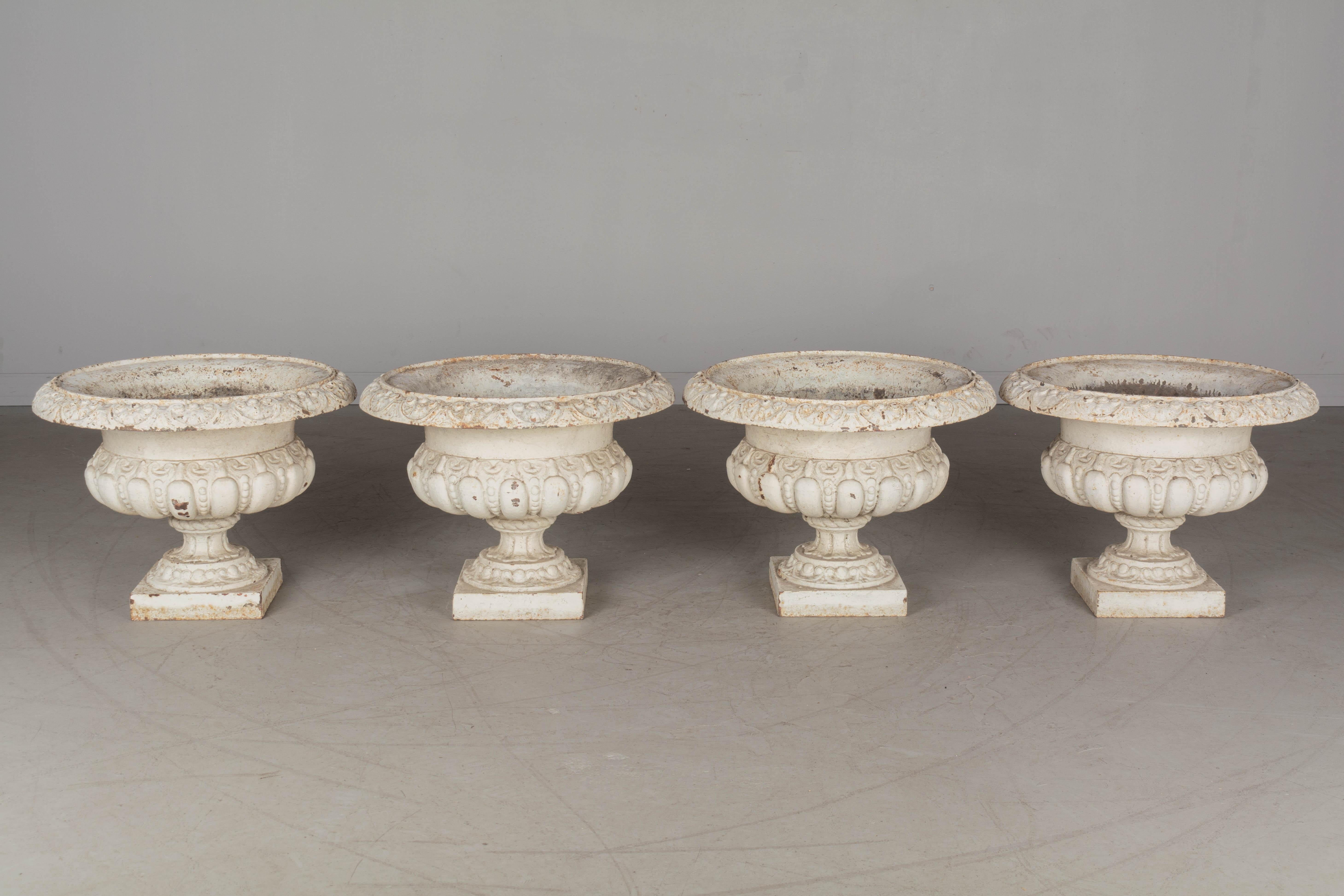 Beaux Arts 19th Century French Cast Iron Urns, Set of 4