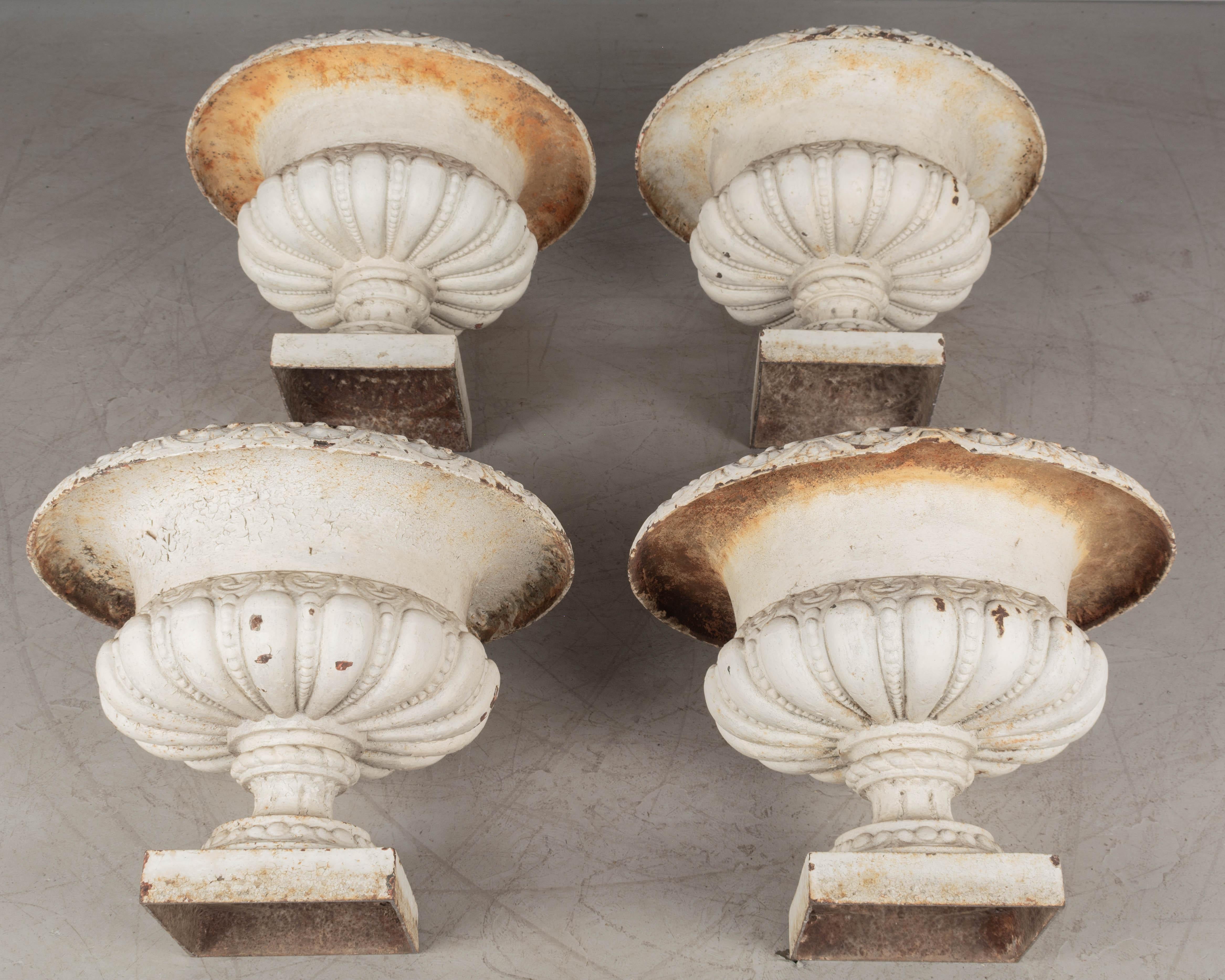19th Century French Cast Iron Urns, Set of 4 For Sale 4