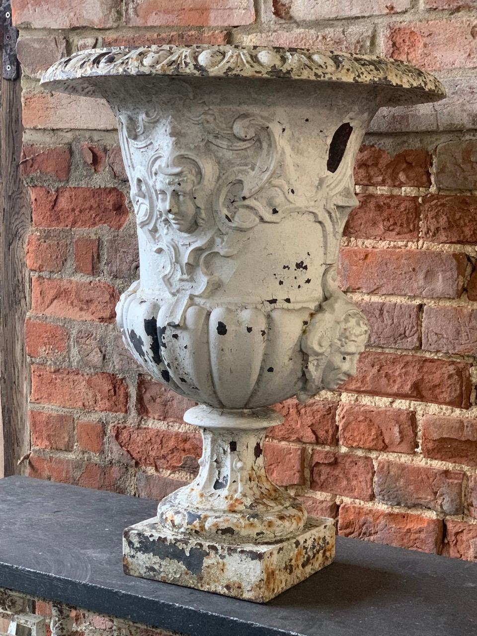 Hand-Crafted 19th Century French Cast Iron Vase Urn For Sale