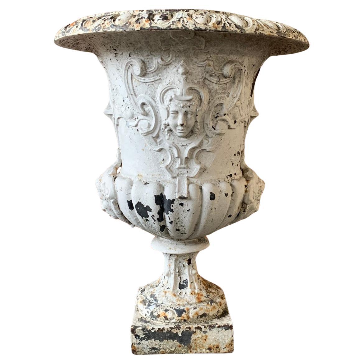 19th Century French Cast Iron Vase Urn For Sale