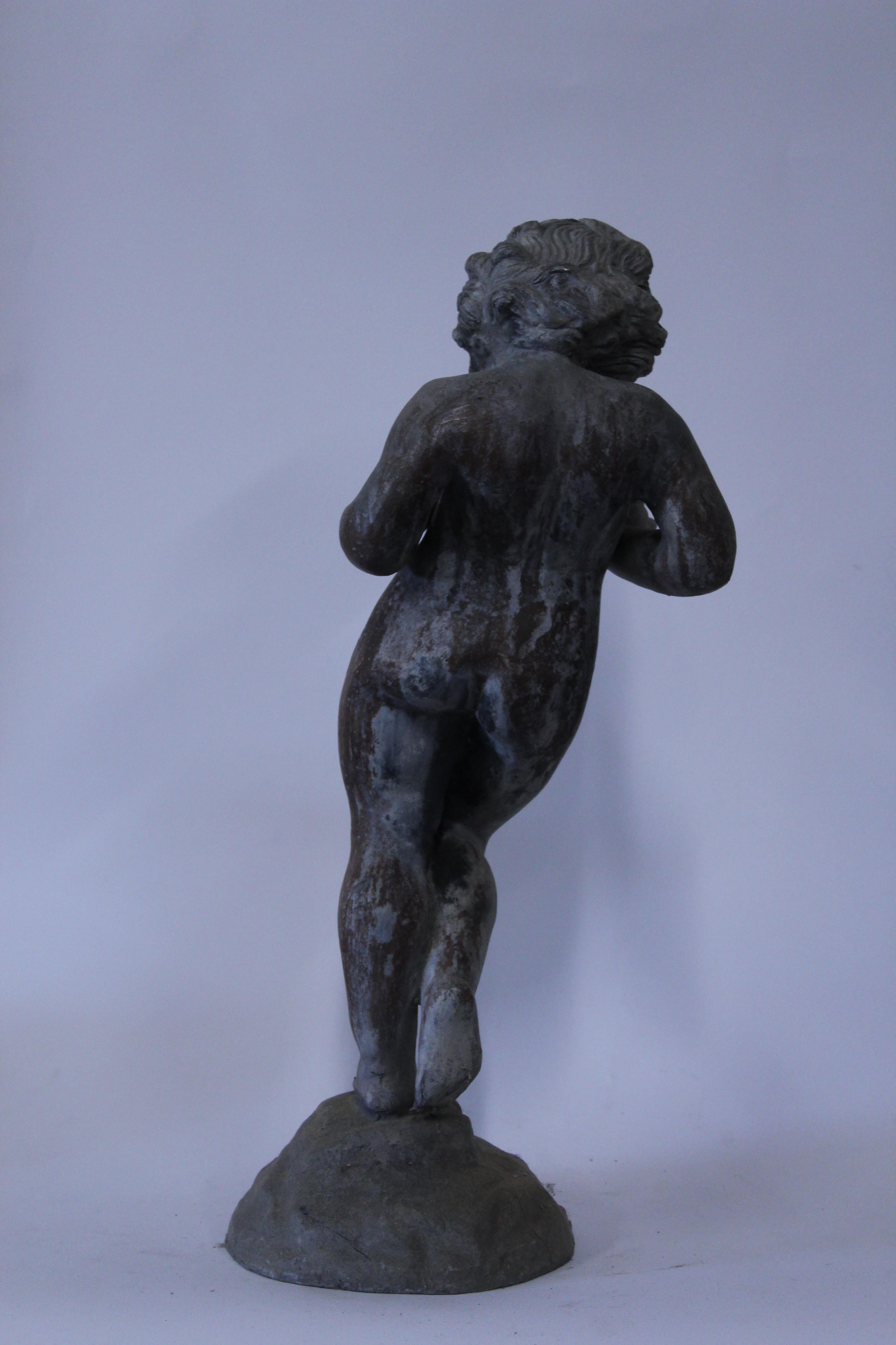 Cast lead garden cherub statue stands 20