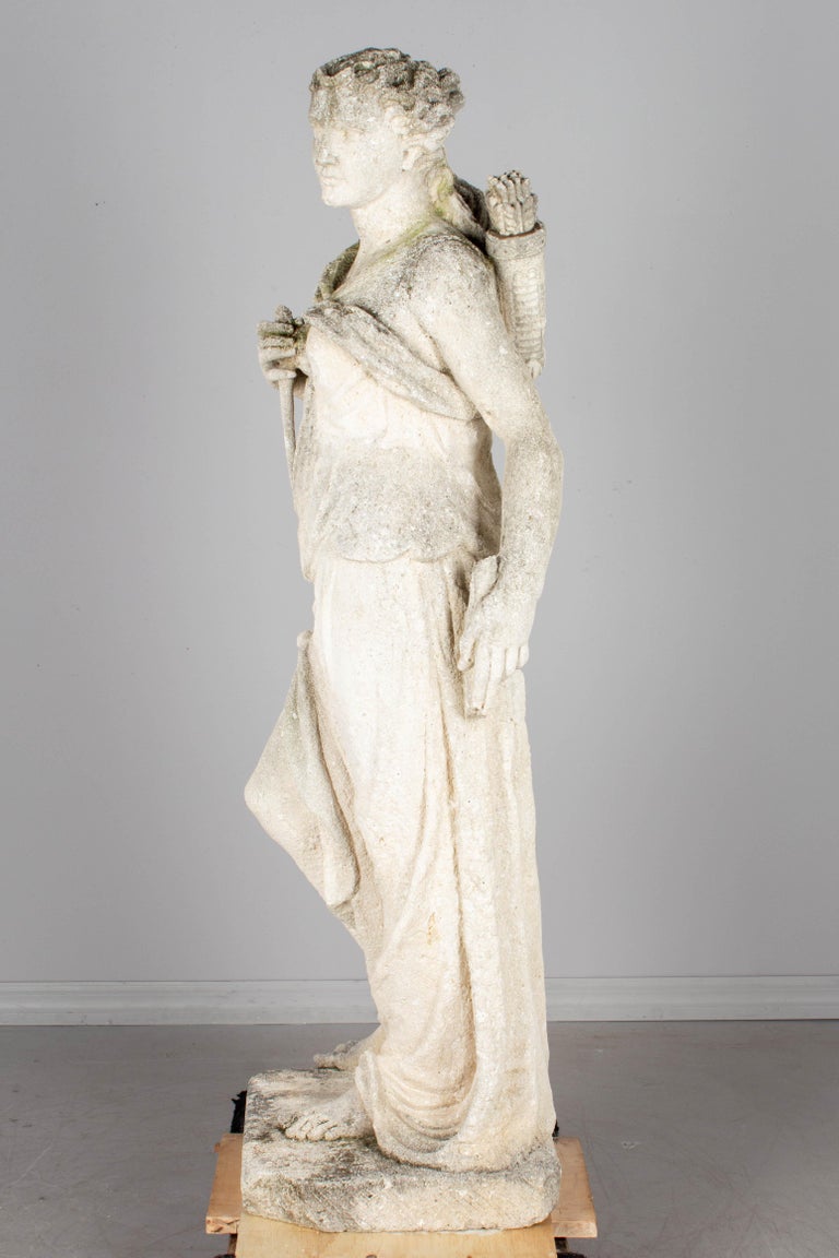 19th Century French Cast Stone Garden Statue of Diana the Huntress at ...