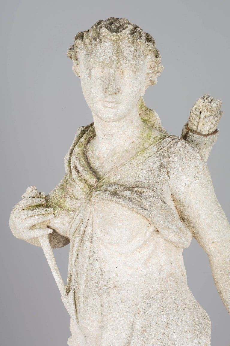 19th Century French Cast Stone Garden Statue of Diana the Huntress at ...