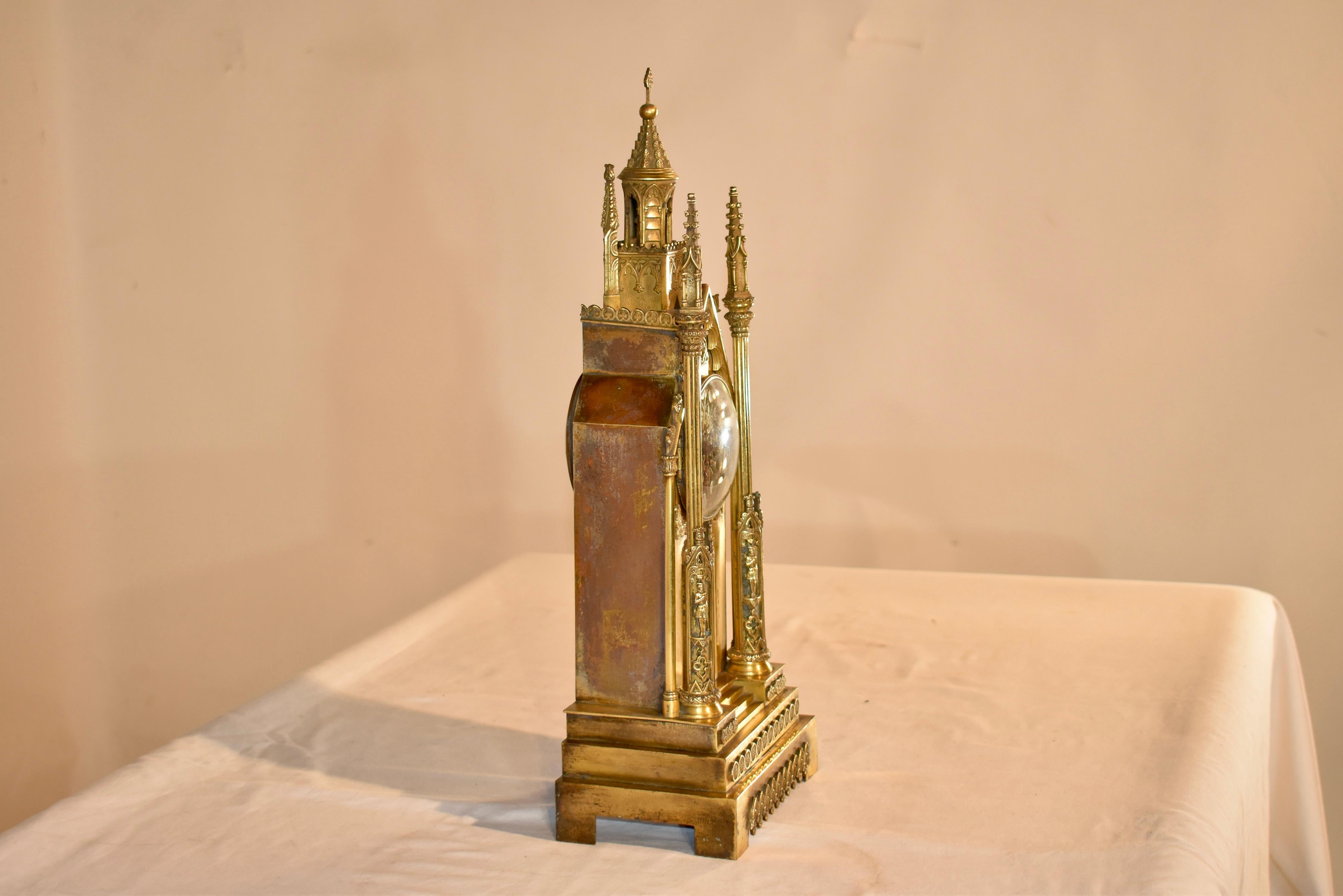 Gilt 19th Century French Cathedral Clock For Sale