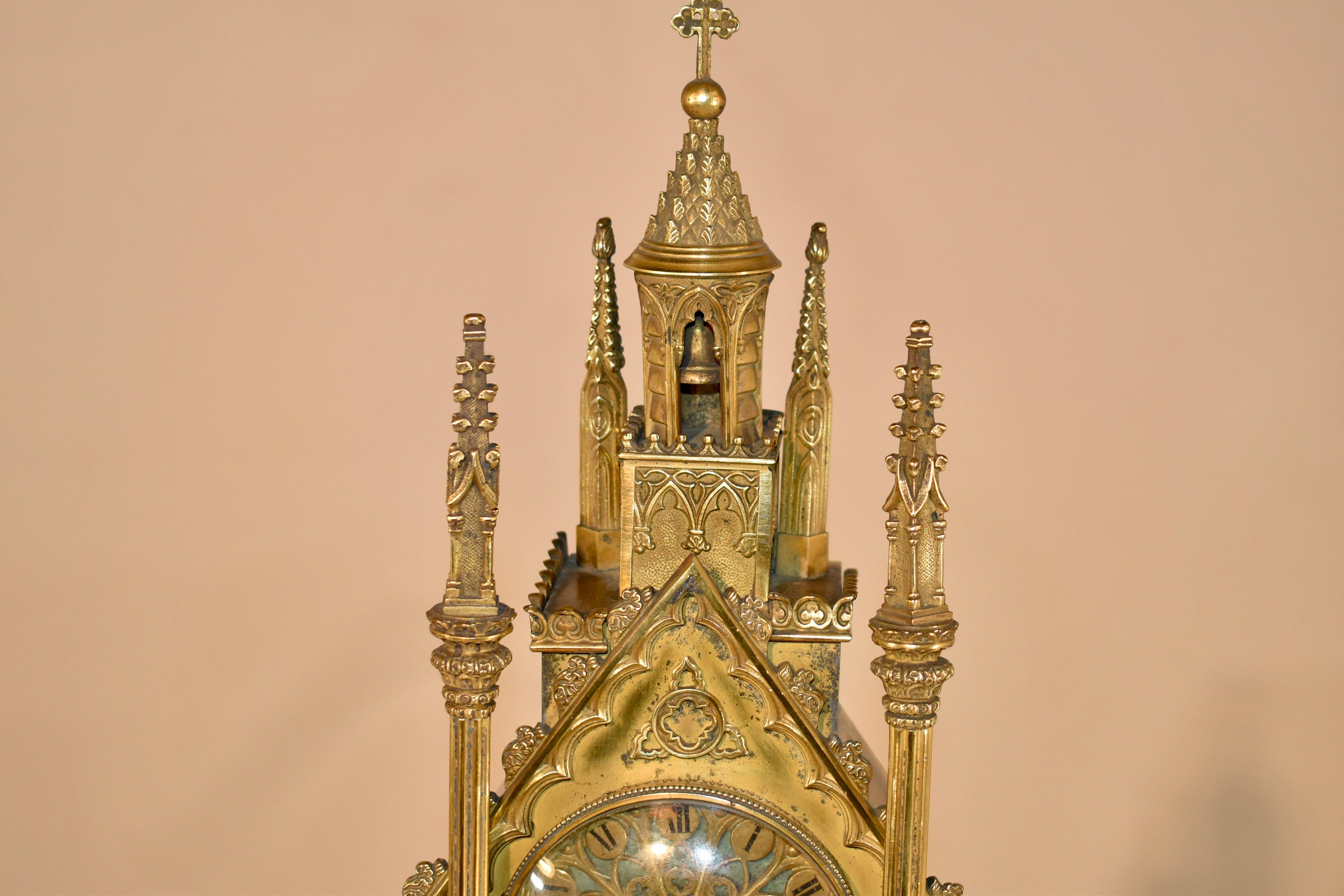 Bronze 19th Century French Cathedral Clock For Sale
