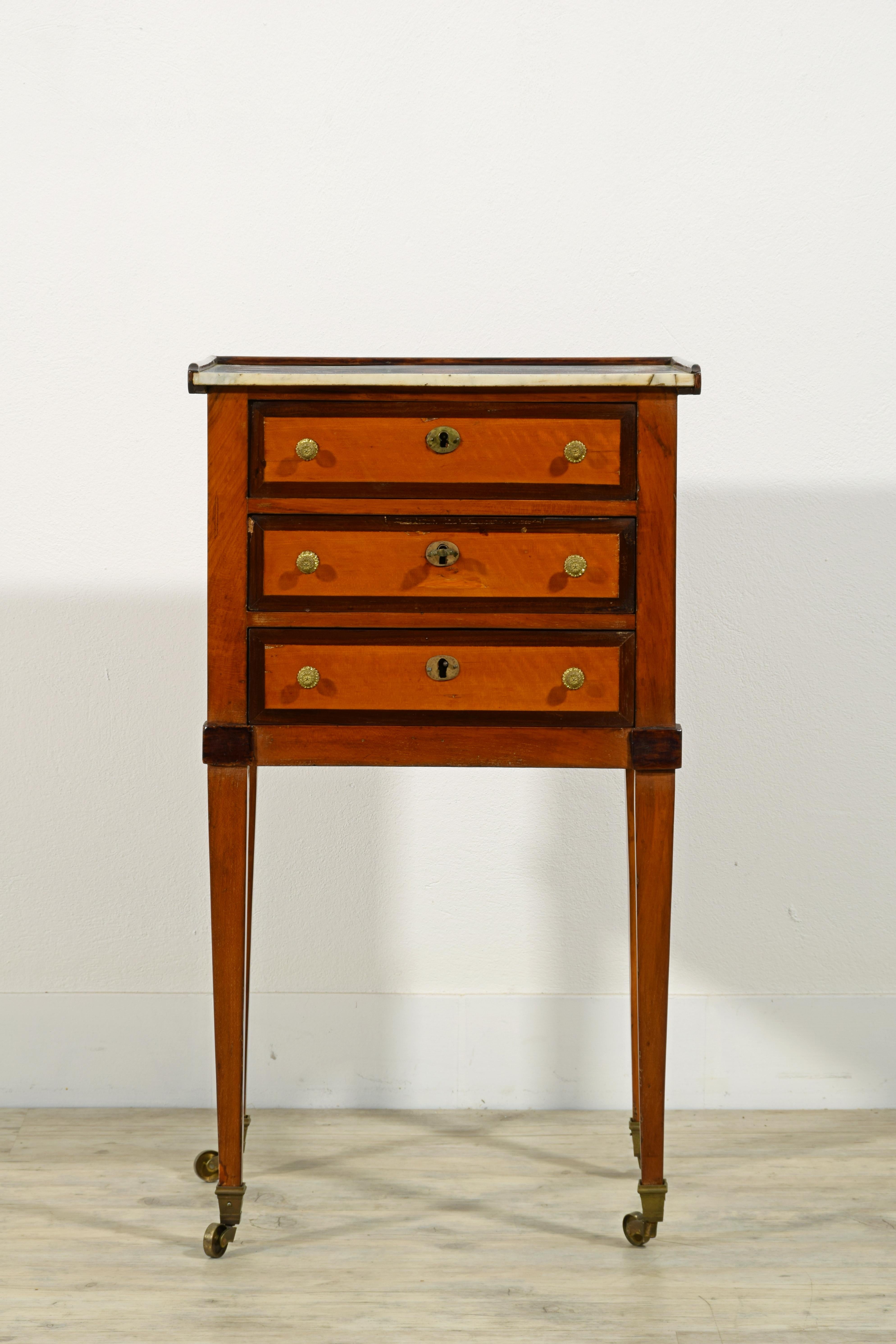 Directoire 19th Century, French Center Cabinet with Marble Top For Sale