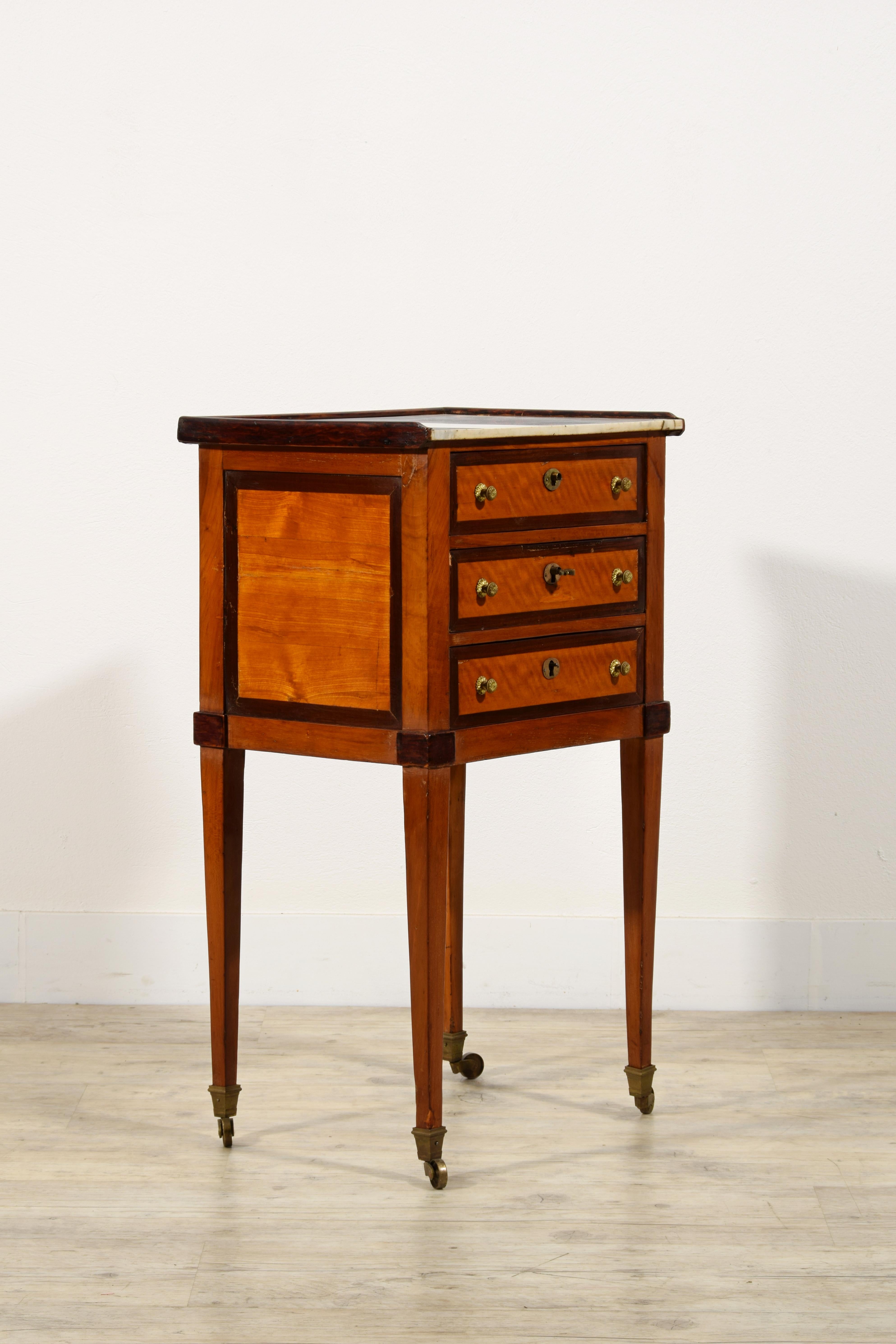 Bronze 19th Century, French Center Cabinet with Marble Top For Sale