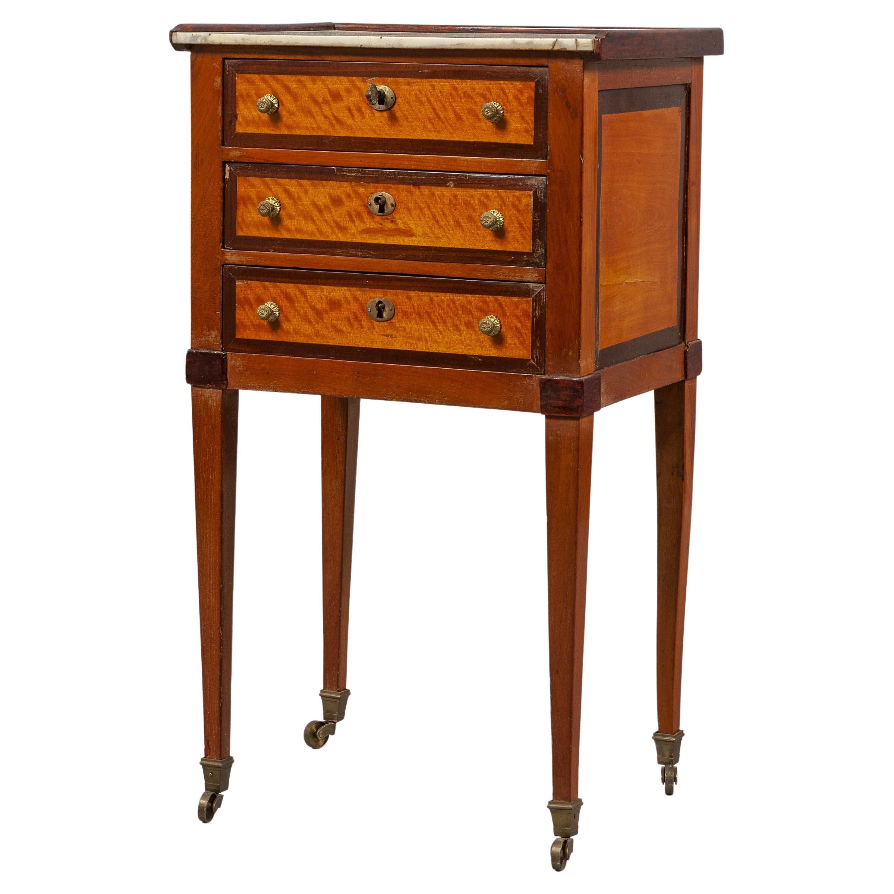19th Century, French Center Cabinet with Marble Top For Sale