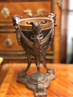 19th Century French Centre Piece in Bronze with Animals Heads