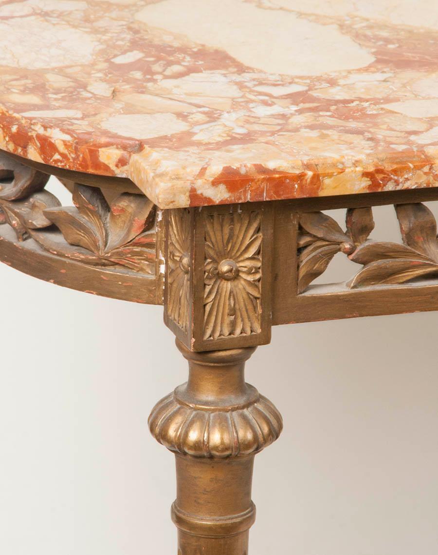 Carved 19th Century French Centre Table with Montmeyan Breccia Marble Top For Sale