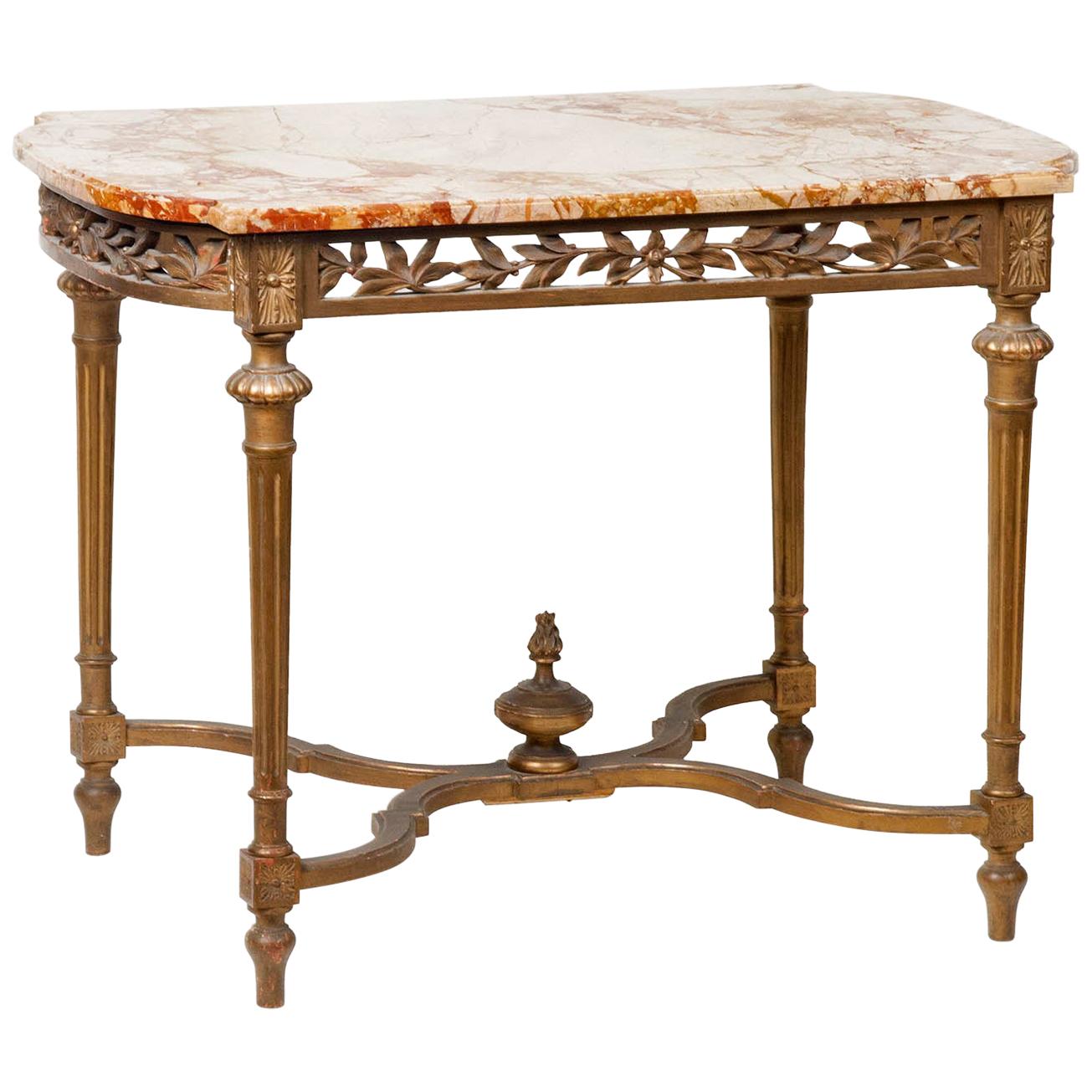 19th Century French Centre Table with Montmeyan Breccia Marble Top