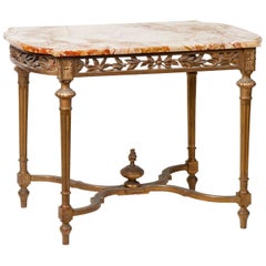 Antique 19th Century French Centre Table with Montmeyan Breccia Marble Top