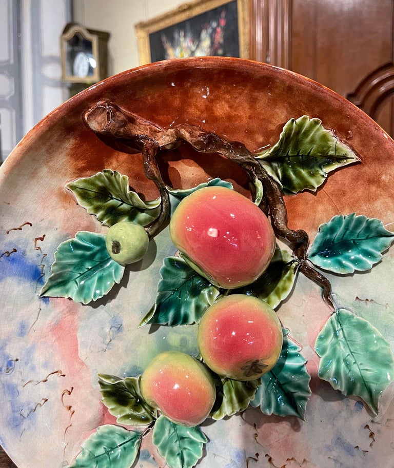 Grand Plat à Tarte En Céramique Avec Couvercle – 31 Cm – Motif Fruits (pommes, Kiwis)