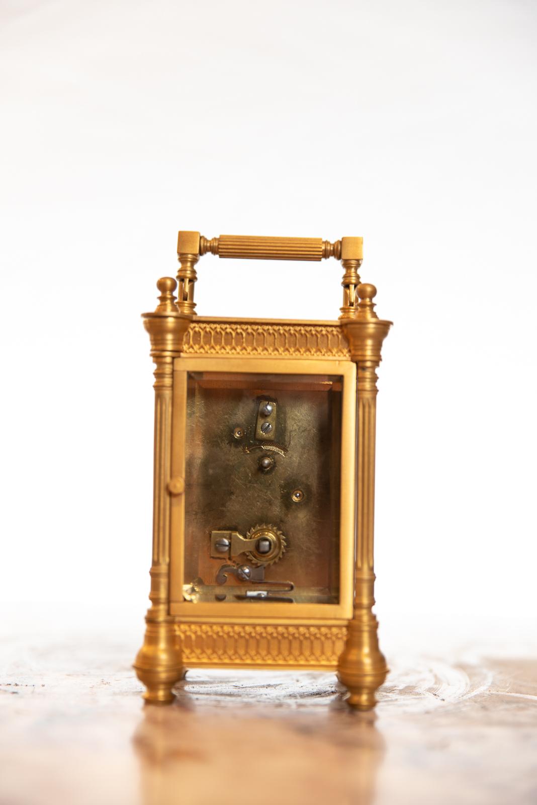 19th Century French Champlevé Enamel Brass Case Carriage Clock For Sale 1