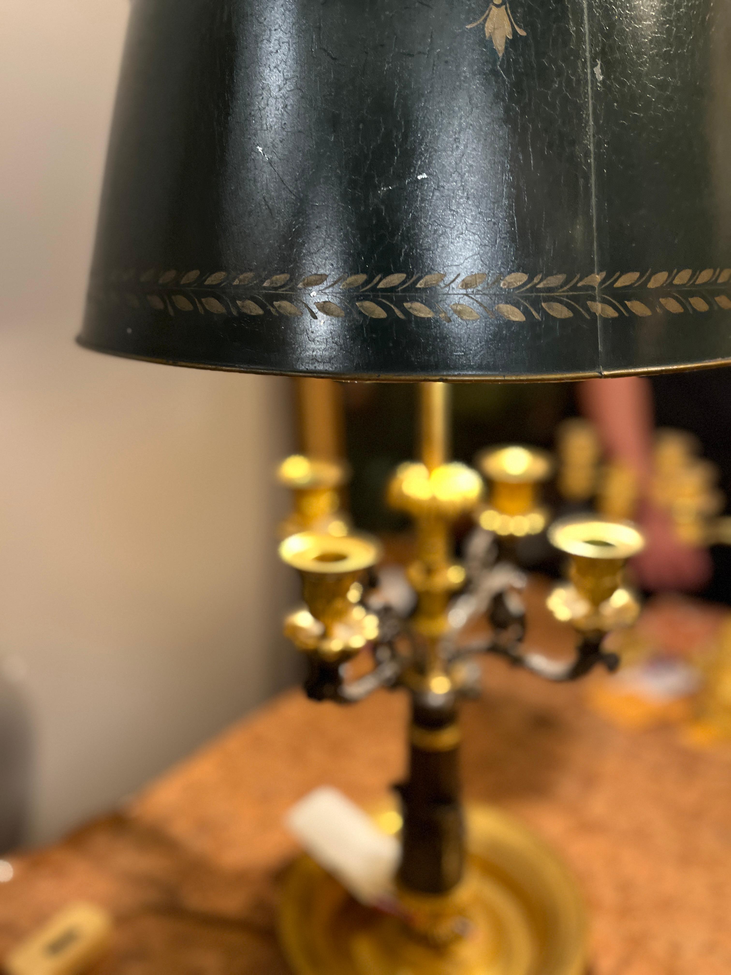 19th Century French Charles X Bronze & Ormolu Bouillotte Lamp en venta 2